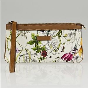 Gucci Infinity Flora Print Canvas Wristlet